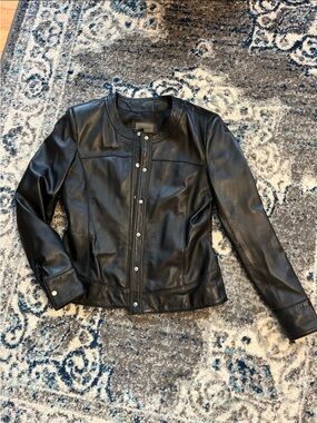JohnPaulRichard Black Snap-Front Leather Jacket